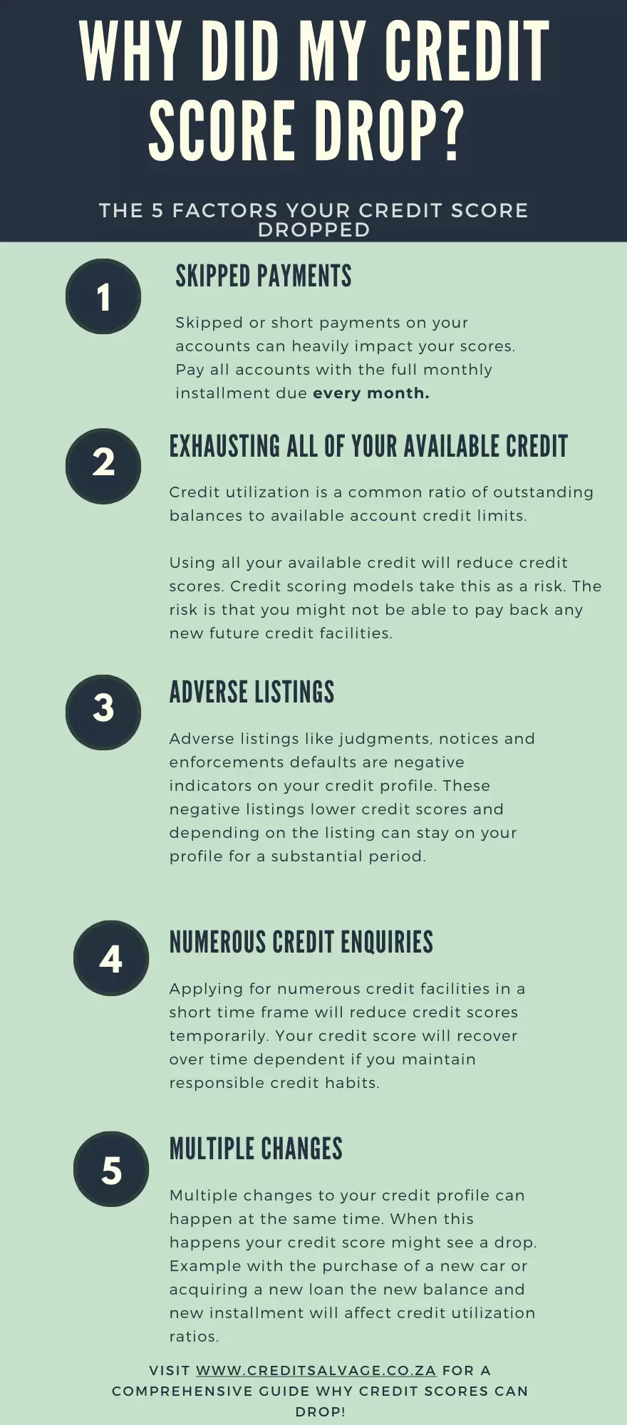 Why did my Credit Score drop CreditSalvage Credit Clearance infographic
